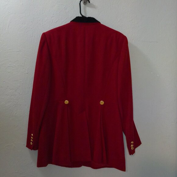 Vintage Lauren Ralph Lauren Red Wool Velvet Collar Blazer – Size 10 – Made in US - Picture 4 of 4